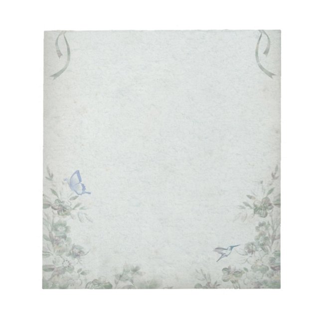 Vintage Blommigt Blue Bröllop Anteckningsblock (Framsida)