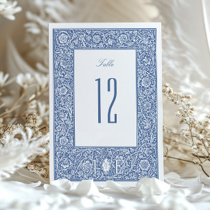 Vintage Blommigt Blue Morris Bordsnummer Cards