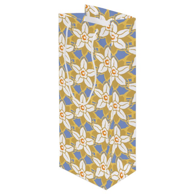 Vintage Blommigt blue och gult Jonquil mönster (Baksidan Vinklad)