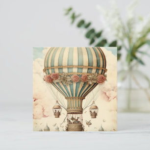 Vintage Blommigt Blue Rand Luftballong