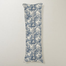 Vintage blommigt Blue toile de jouy Kroppskudde