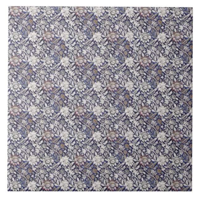 Vintage Blommigt Blue William Morris Wey Kakelplatta (Framsidan)