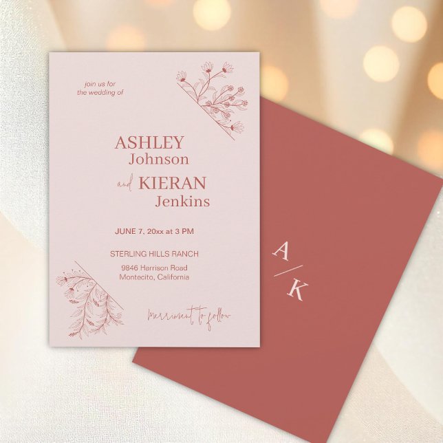 Vintage blommigt boho bröllop inbjudningar (Skapare uppladdad)