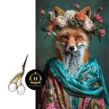 Vintage Blommigt Boho Queen Fox Decoupage