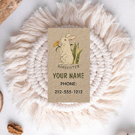 Vintage Blommigt Boho Rabbit Babywatch QR Kraft Visitkort