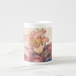 Vintage Blommigt Bone China Mugg Benporslin Mugg