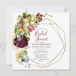 Vintage Blommigt Botanical Guld Möhippa Inbjudningar