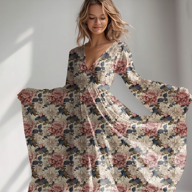 vintage blommigt botaniska peonier mönster tyg (vintage floral botanical peonies pattern fabric)