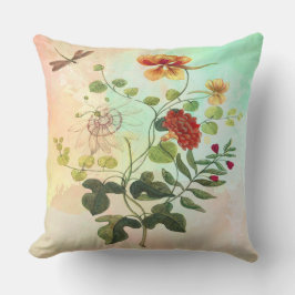 Vintage Blommigt Botaniskt Illustration Flowers Ar Kudde