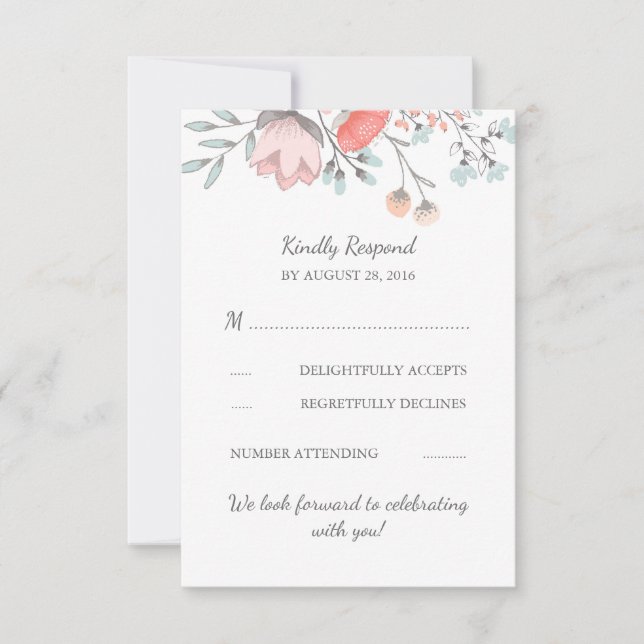 Vintage Blommigt Bouquet Bröllop OSA Card Inbjudningar (Framsida)