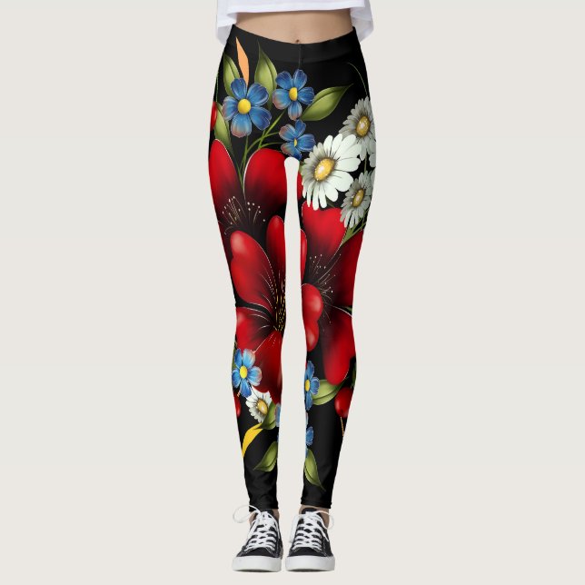 Vintage Blommigt Bouquet Leggings (Framsida)