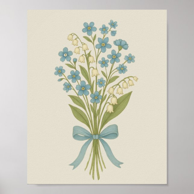 Vintage Blommigt Bouquet on Parchment Botanical Ar Poster (Framsidan)