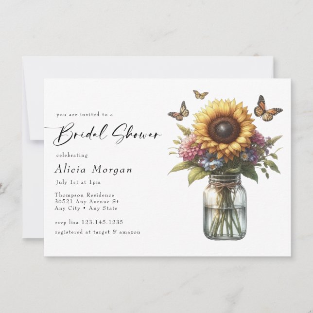 Vintage Blommigt Bouquet | Rustic Möhippa Inbjudningar (Framsida)