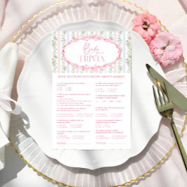 Vintage Blommigt Bow Baby Shower Baby Trivia-spel
