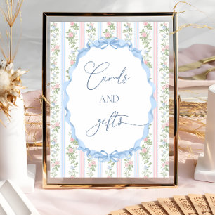 Vintage Blommigt Bow Baby Shower-kort och gåvor Poster