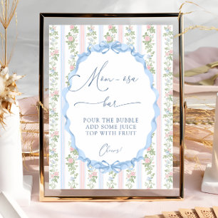 Vintage Blommigt Bow Baby Shower Mamma-osa Pub Poster