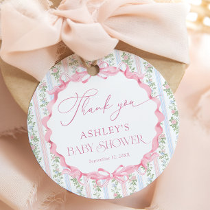 Vintage Blommigt Bow Girl Baby Shower Tack Gåvor Etiketter