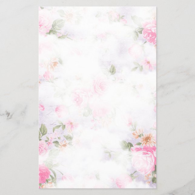 Vintage blommigt brevpapper flygblad (Framsidan)