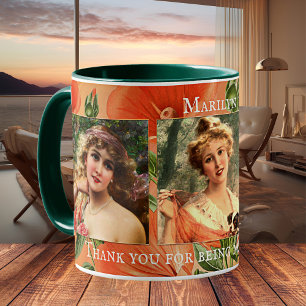Vintage Blommigt Bridesmaid Tack Photo Mugg