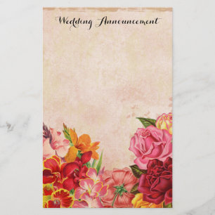 Vintage Blommigt Bröllop annonsbok Brevpapper