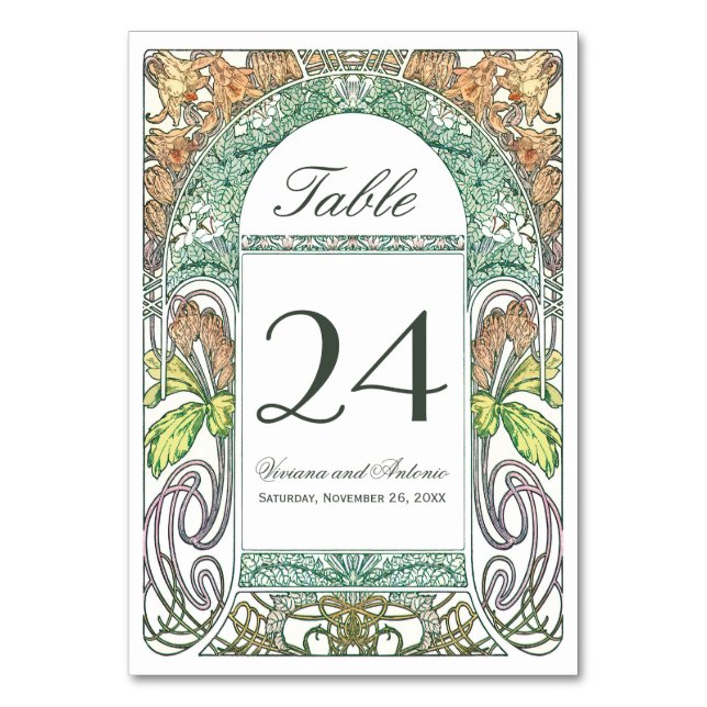 Vintage Blommigt Bröllop Bordsnummer IV (V.3) (Framsidan)