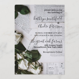Vintage Blommigt Bröllop Inbjudningar