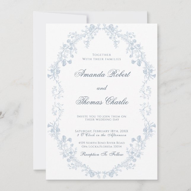 Vintage blommigt Bröllop Inbjudningar (Framsida)