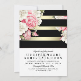 Vintage Blommigt Bröllop Inbjudningar