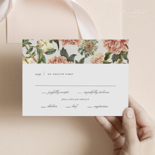 Vintage Blommigt Bröllop OSA Card med måltider Kort