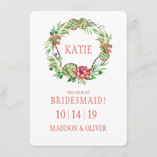 Vintage Blommigt Bröllop Succulent Bridesmaid Inbjudningar