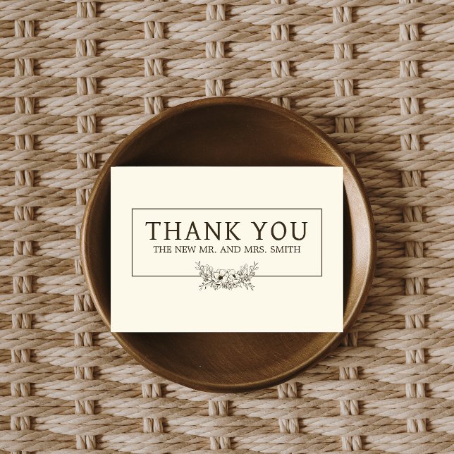Vintage Blommigt Bröllop Tack Kort (Vintage Floral Minimalist Wedding Thank you Card
)