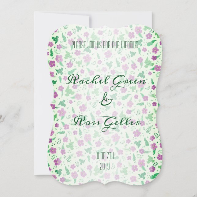 Vintage blommigt bröllopsinbjudan inbjudningar (Framsida)