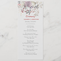 Vintage Blommigt Bröllopsprogrammet Vattenfärg