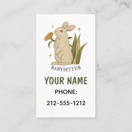 Vintage Blommigt Bunny Rabbit Babywatch QR-kod Visitkort