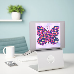 Vintage Blommigt Butterfly Large Sticker Klistermärken