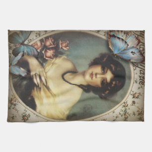 vintage blommigt butterfly parisian victorian kökshandduk