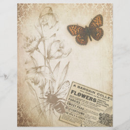 Vintage Blommigt Butterfly Scrapbook Ephemera