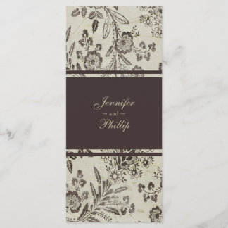 Vintage Blommigt Cambridge Brown-Bröllopsprogram Program