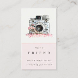 Vintage Blommigt Camera Photography Refar a Friend Visitkort
