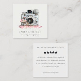 Vintage Blommigt Camera Photography Review Request Fyrkantigt Visitkort