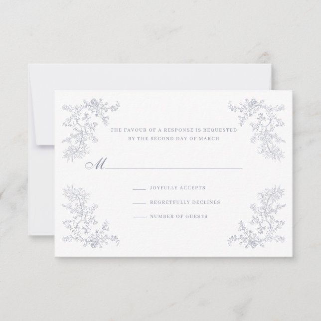 Vintage Blommigt Chinoiserie Ram Bröllop OSA Kort (Framsida)