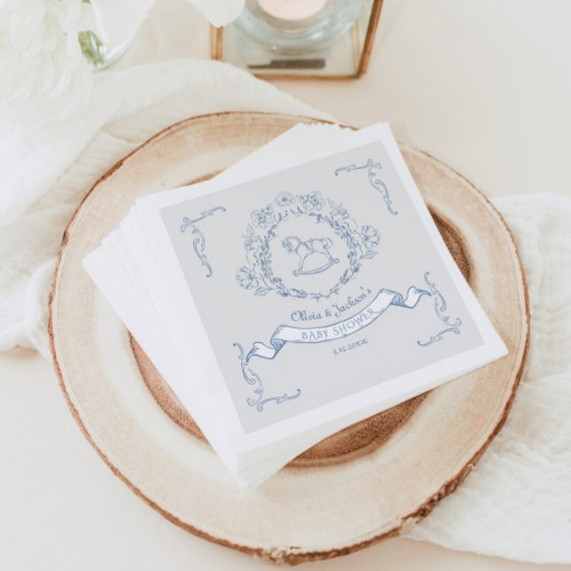 Vintage blommigt Chinoiserie Toile Baby duscha Pappersservett (Skapare uppladdad)