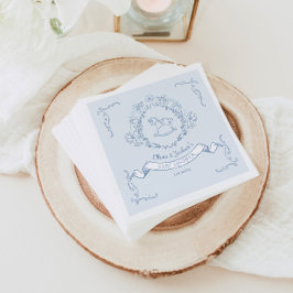 Vintage blommigt Chinoiserie Toile Babydusch Blue Pappersservett