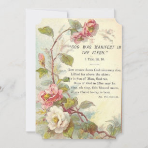 Vintage Blommigt Christian Bible Scripture Julkort