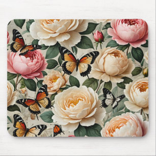Vintage Blommigt Collage with Butterflies and Ro Musmatta