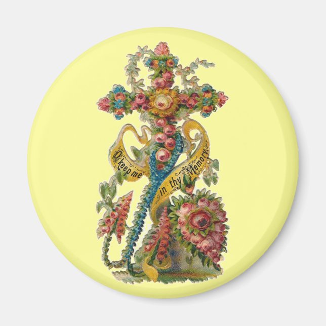 Vintage Blommigt Condolence Kor Magnet (Framsidan)