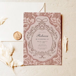 Vintage Blommigt Coquette Vuxen Birthday Inbjudningar
