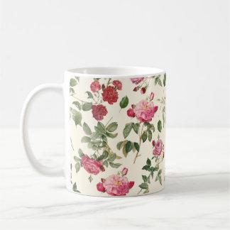 Vintage Blommigt Cream Rosa ros Kaffemugg