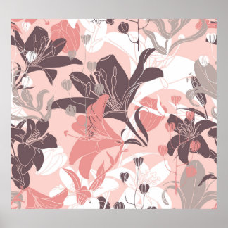 Vintage Blommigt Curtain Struktur Poster