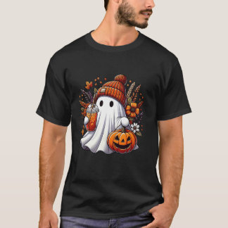 Vintage Blommigt Cute Ghost Pumpkin Halloween Ghos T Shirt